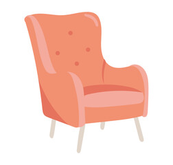 Poster - Red armchair in flat design. Stylish elegance chair for home interior. Vector illustration isolated.