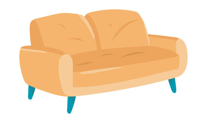 Poster - Cozy sofa in flat design. Comfortable couch for apartment or office interior. Vector illustration isolated.