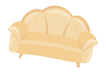 Poster - Elegance sofa in flat design. Shiny leather couch with curved back. Vector illustration isolated.