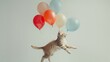 Minimalistic Cat Balloon Flight: Advertising Photography Style