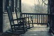 empty rocking chairs side by side on porch concept of absence or longing fine art photography