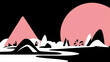  Abstract minimalist background, black and pink colors, inspired by the artistic style of Inuit Art.