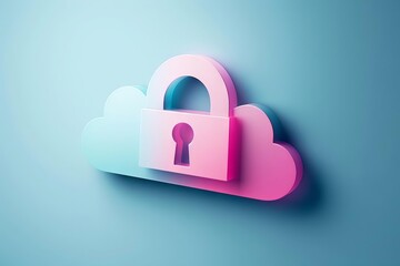 secure cloud computing stylized icon combining cloud and padlock concept illustration