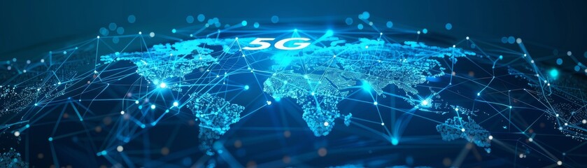 5G Global Connectivity Map in Sleek Blue Tones