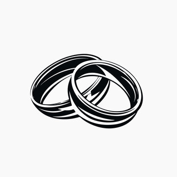 Wedding rings in cartoon, doodle style. Image for t-shirt, web, mobile apps and ui. Isolated 2d vector illustration in logo, icon, sketch style, Eps 10. AI Generative