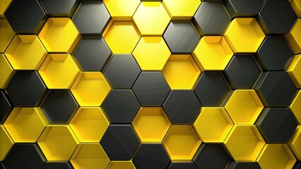 Wall Mural - yellow black hexagon abstract background
