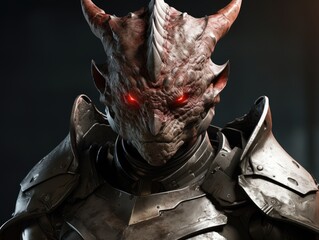 Poster - Fierce demonic warrior with glowing red eyes