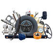 Vector Auto Parts with Black Truck Wheel