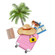 Vector Holidays Concept with Pink Baggage
