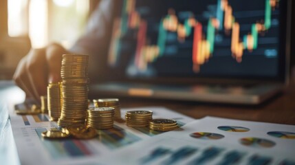Aufkleber - A financial expert delivering a presentation on the benefits of investing in gold ETFs and mutual funds, diversifying investment portfolios.