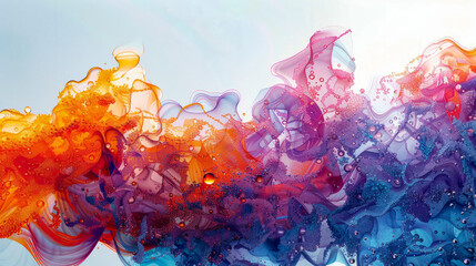 Wall Mural - A colorful swirl of paint with a blue and orange section