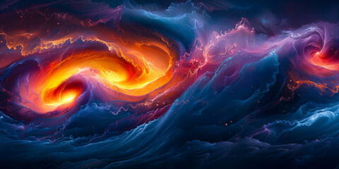 Wall Mural - A colorful galaxy with a spiral shape and a blue background