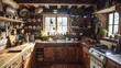 © Plaifah - A rustic cabin kitchen where a home cook expertly prepares a comforting salmon chowder, filling the air with savory aromas.