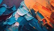 © Pauline - closeup of abstract rough colorful blue orange multicolored art painting texture with oil or acrylic brushstroke pallet knife paint on canvas