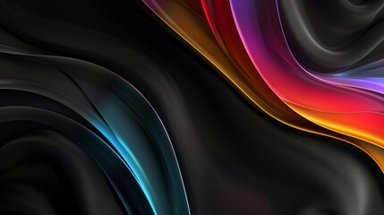 Poster - Abstract background with smooth lines in black, red and yellow colors