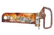 © Ева Поликарпова - A vintage rusted metal hand saw on a plain white background. Ideal for construction or carpentry concepts