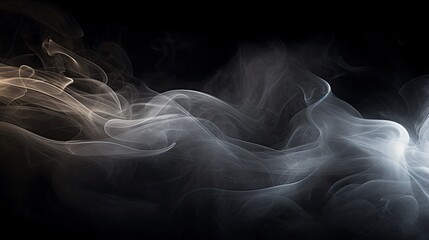 Wall Mural - Wispy white smoke floating against a dark background, forming intricate patterns in the air.