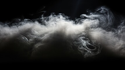 Wall Mural - Wispy white smoke floating against a dark background, forming intricate patterns in the air.