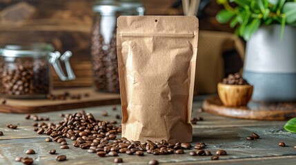 Canvas Print - Bag of Coffee Beans on Table