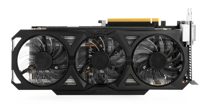One computer graphics card isolated on white