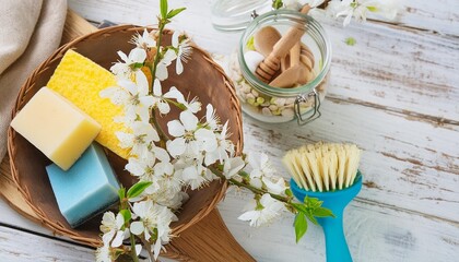 Canvas Print - cleaning concept housecleaning hygiene spring chores cleaning supplies