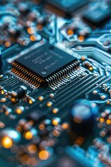 Poster - Detailed view of a computer circuit board, suitable for technology concepts