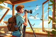 Man capturing bird through window, ideal for nature enthusiasts