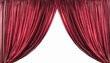 realistic red velvet open curtains isolated on transparent background