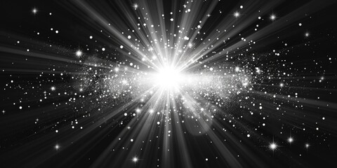 Poster - a striking black and white photo of a star burst. ideal for graphic design projects