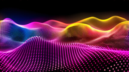 Wall Mural - abstract digital landscape illuminated with colored led lights