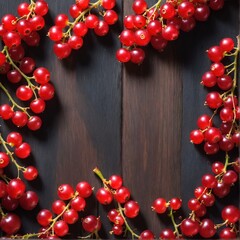 Wall Mural - Fresh red currant in frame form, copy space.