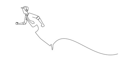 Poster - Animated self drawing of single continuous line drawing businessman light exercise. Walking or running aims to maintain heart health. Businessman healthy life style. Full length single line animation
