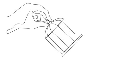 Poster - Self drawing animation of single continuous line drawing big hand holds the cage want to catch crawling businessman. Losing streak. Lost on all fronts. Helpless businessman. Loss. Full length animated