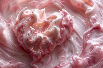 Poster - This image features a mesmerizing abstract pattern with swirls of pink and white, resembling marble or cream