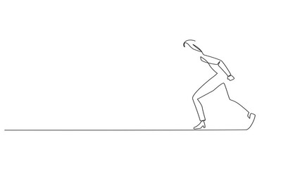 Poster - Self drawing animation of single continuous line drawing young businesswoman doing light exercise. Running aims to maintain heart health. Businesswoman with healthy life style. Full length animated