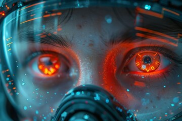 Poster - This image abstractly blurs blue and orange lights with a technology theme, conveying a sense of innovation and modernity