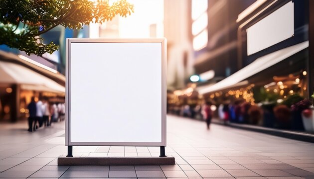 empty blank white mockup signboard for public shopping al generated