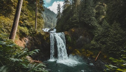 Wall Mural - lower murhut falls in olympic national forest in hoodsport wa