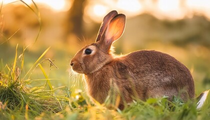 rabbit i in grass early morning