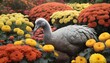 A Dodo Bird In A Garden Of Giant Chrysanthemums