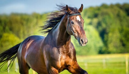 Wall Mural - galloping horse background in action pose with vivid colorful motion lines