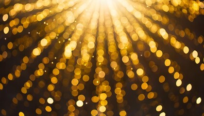 Wall Mural - golden sunray with sparkles or gold particle glitter light merry christmas festive background defocused circle particle bokeh abstract gold background