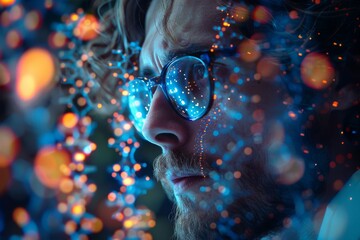 Poster - Image consists of shimmering blue bokeh lights, creating a dreamy and whimsical abstract effect