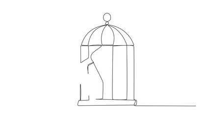Poster - Self drawing animation of continuous line drawing smart robotic pull the iron bars until dented. Describes anger. The robot expressing disappointment. Unhappy. Exasperated. Full length animated