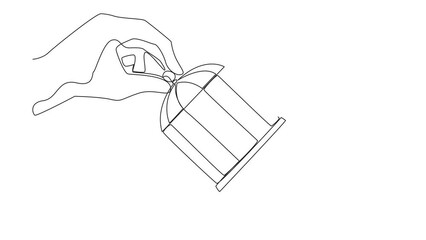 Poster - Animation of single line drawing big hand holds the cage want to catch crawling robot. Losing streak. Lost on all fronts. Helpless astronaut. Continuous line self drawing animated. Full length motion
