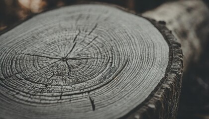 Wall Mural - gray and white detail of wood texture felled tree trunk or stump tight organic tree rings with close up of end grain