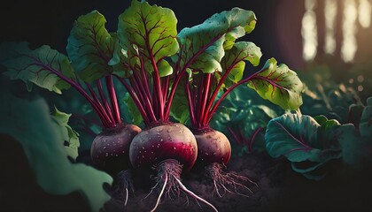 Wall Mural - an authentic image captures the naturally thriving beetroots in its environment a testament to nature s beauty and vitality