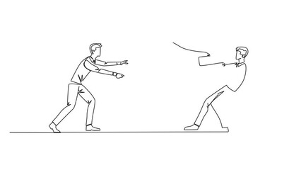 Poster - Animated self drawing of continuous one line drawing two emotional businessman fighting over boxing belt. Fight for to be the greatest and strongest businessman. Full length single line animation