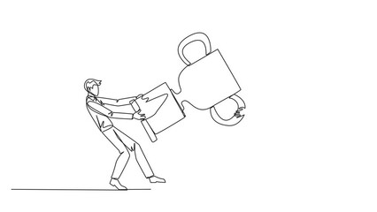 Poster - animation of one line drawing two businessman fighting over trophy. there are no co-champions. the t