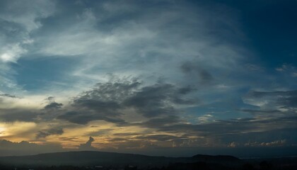 Wall Mural - panoramic beautiful sunset sky with clouds